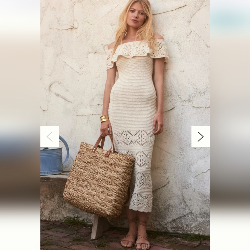 Anthropologie Mara Sweater Knit Off The Shoulder Midi Dress